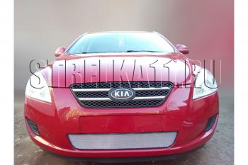 799 р. Зимняя заглушка решетки радиатора Стрелка11  KIA Ceed  1 ED (2006-2010) дорестайлинг универсал, дорестайлинг, хэтчбэк 5 дв. (черная)  с доставкой в г. Владивосток. Увеличить фотографию 2