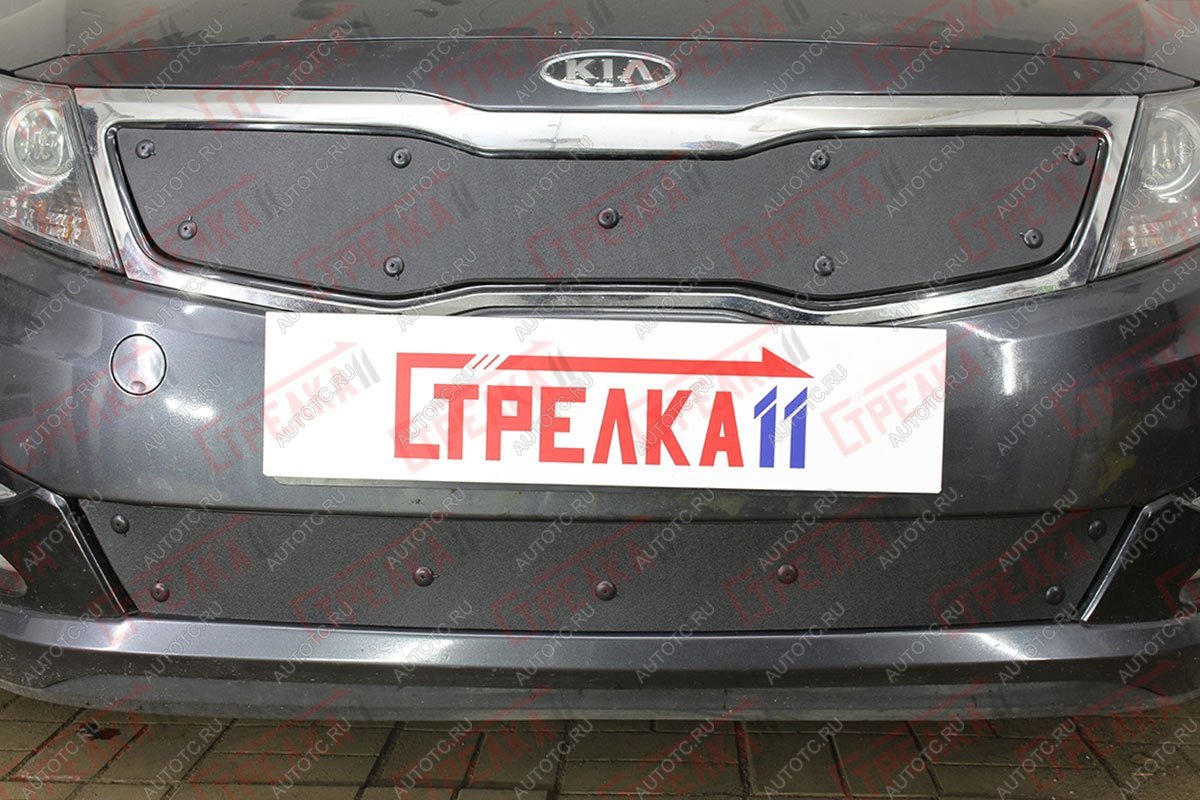 799 р. Зимняя заглушка решетки радиатора (верх) Стрелка11  KIA Optima  3 TF (2010-2013) дорестайлинг седан (черная)  с доставкой в г. Владивосток