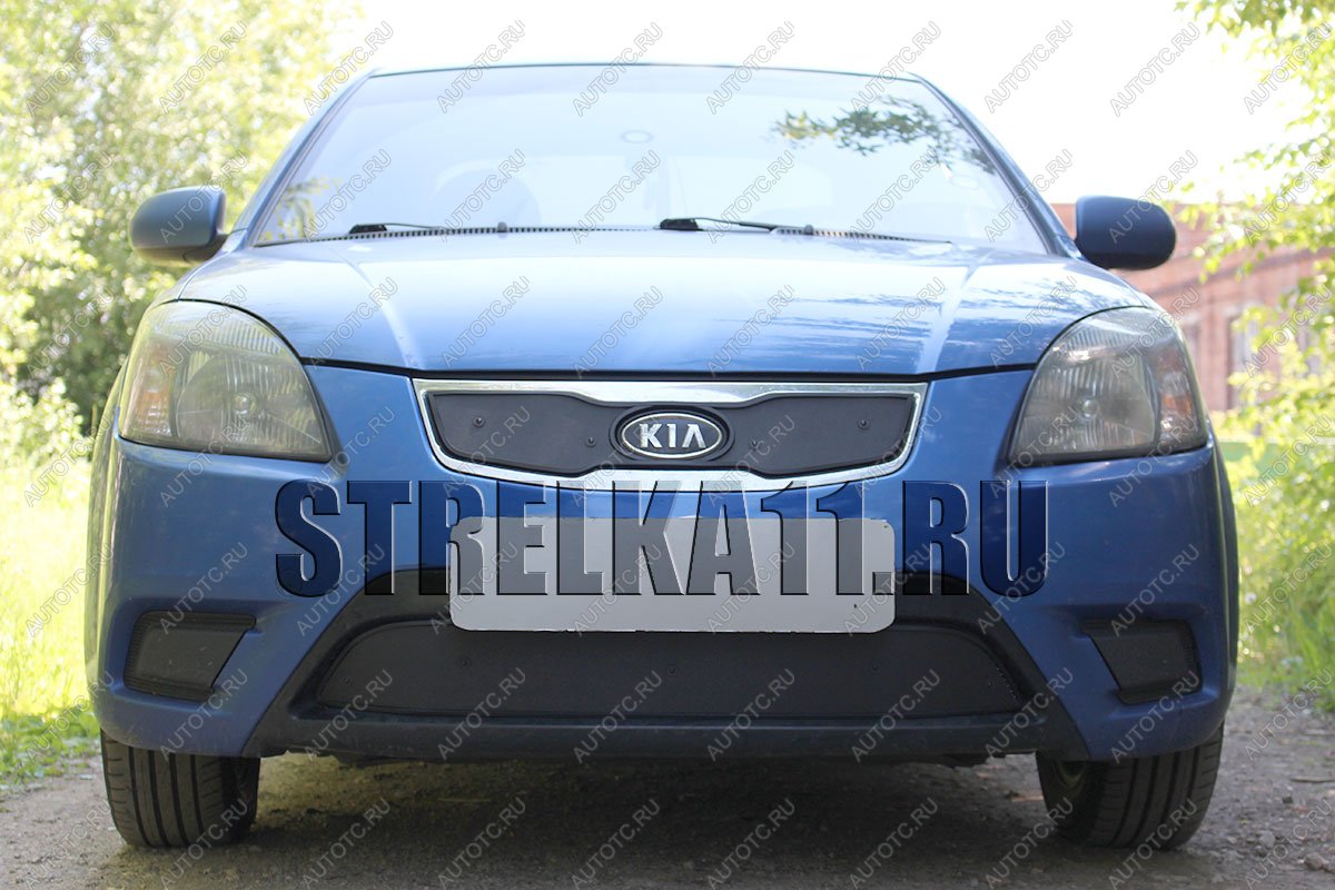 799 р. Зимняя заглушка решетки радиатора (низ) Стрелка11  KIA Rio  2 JB (2009-2011) рестайлинг седан, рестайлинг, хэтчбэк 5 дв. (черная)  с доставкой в г. Владивосток