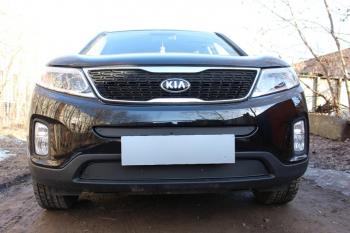  Зимняя заглушка решетки радиатора (низ) Стрелка11  KIA (КИА) Sorento (Соренто)  XM (2012-2015) XM рестайлинг  (черная)