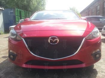 Зимняя заглушка решетки радиатора (низ) Стрелка11 Mazda 3/Axela BM дорестайлинг, хэтчбэк (2013-2016)