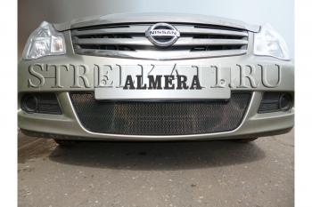 Зимняя заглушка решетки радиатора Стрелка11 Nissan Almera G15 седан (2012-2019)  (черная)