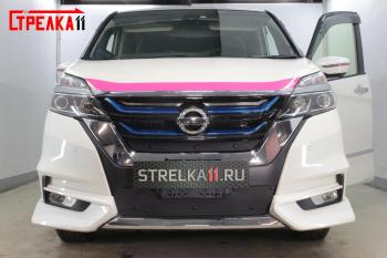 799 р. Зимняя заглушка решетки радиатора (низ) Стрелка11  Nissan Serena  C27 (2016-2019) минивэн дорестайлинг (черная)  с доставкой в г. Владивосток. Увеличить фотографию 2