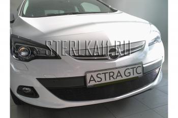 969 р. Зимняя заглушка решетки радиатора Стрелка11  Opel Astra  J GTC (2011-2018) (черная)  с доставкой в г. Владивосток. Увеличить фотографию 2