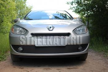 Зимняя заглушка решетки радиатора (низ) Стрелка11 Renault (Рено) Fluence (Флюэнс) (2010-2012) дорестайлинг  (черная)