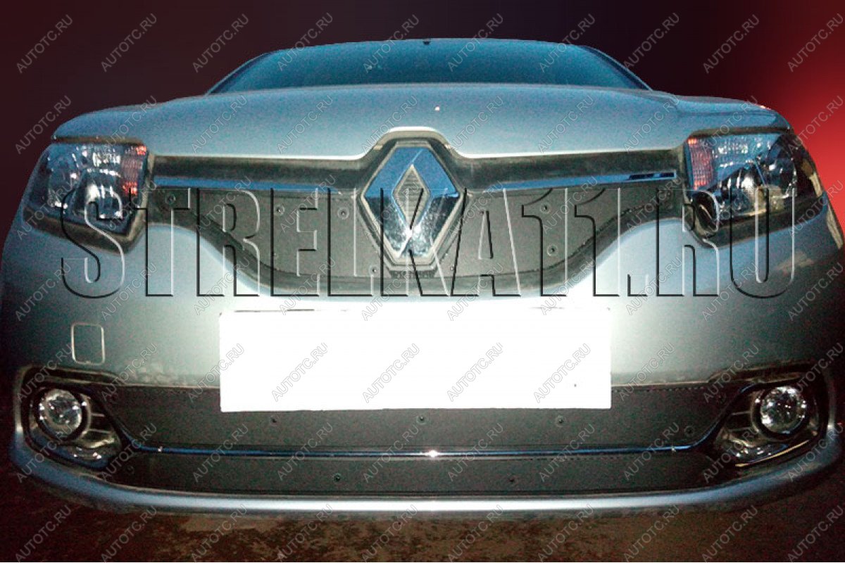 799 р. Зимняя заглушка решетки радиатора (Privilege, Luxe Privilege) (низ) Стрелка11 Renault Logan 2 дорестайлинг (2014-2018) (черная)  с доставкой в г. Владивосток