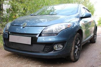 799 р. Зимняя заглушка решетки радиатора (низ) Стрелка11 Renault Megane купе 3 дв. 1-ый рестайлинг (2012-2014) (черная)  с доставкой в г. Владивосток. Увеличить фотографию 2