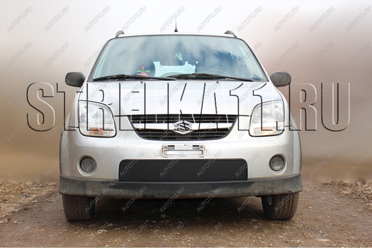 799 р. Зимняя заглушка решетки радиатора Стрелка11  Suzuki Ignis (2003-2008) (черная)  с доставкой в г. Владивосток