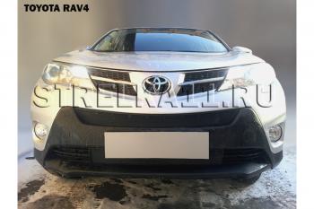 799 р. Зимняя заглушка решетки радиатора (низ) (Стандарт) Стрелка11 Toyota RAV4 XA40 5 дв. дорестайлинг (2012-2015) (черная)  с доставкой в г. Владивосток. Увеличить фотографию 2