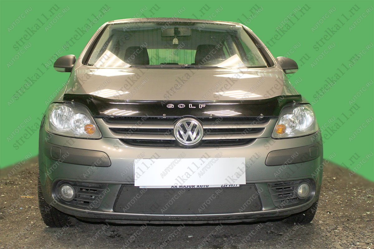 799 р. Зимняя заглушка решетки радиатора Стрелка11  Volkswagen Golf Plus  5 (2004-2009) (черная)  с доставкой в г. Владивосток