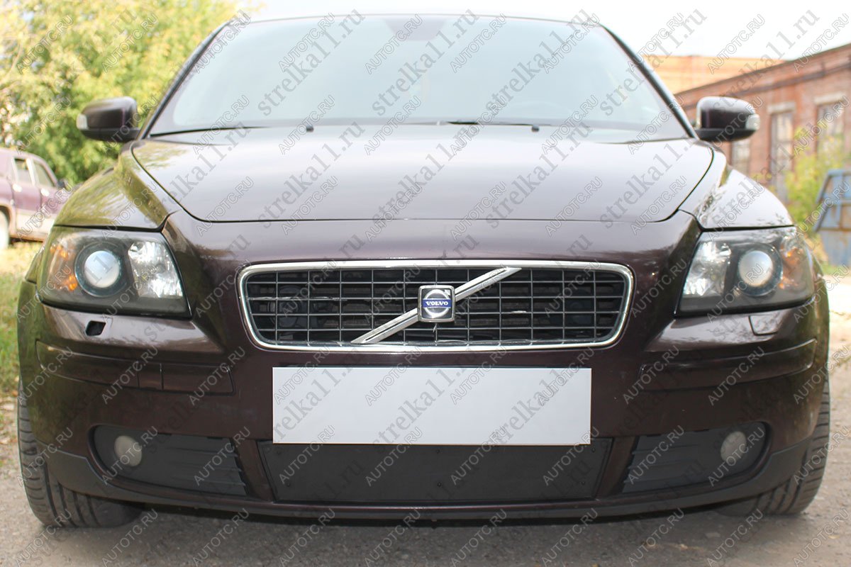 969 р. Зимняя заглушка решетки радиатора Стрелка11  Volvo S40  MS седан (2004-2007) дорестайлинг (черная)  с доставкой в г. Владивосток