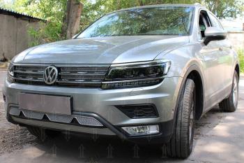 10 299 р. Защита радиатора (низ с камерой) (Off-Road) Стрелка11 Премиум  Volkswagen Tiguan  Mk2 (2016-2020) дорестайлинг (хром)  с доставкой в г. Владивосток. Увеличить фотографию 2