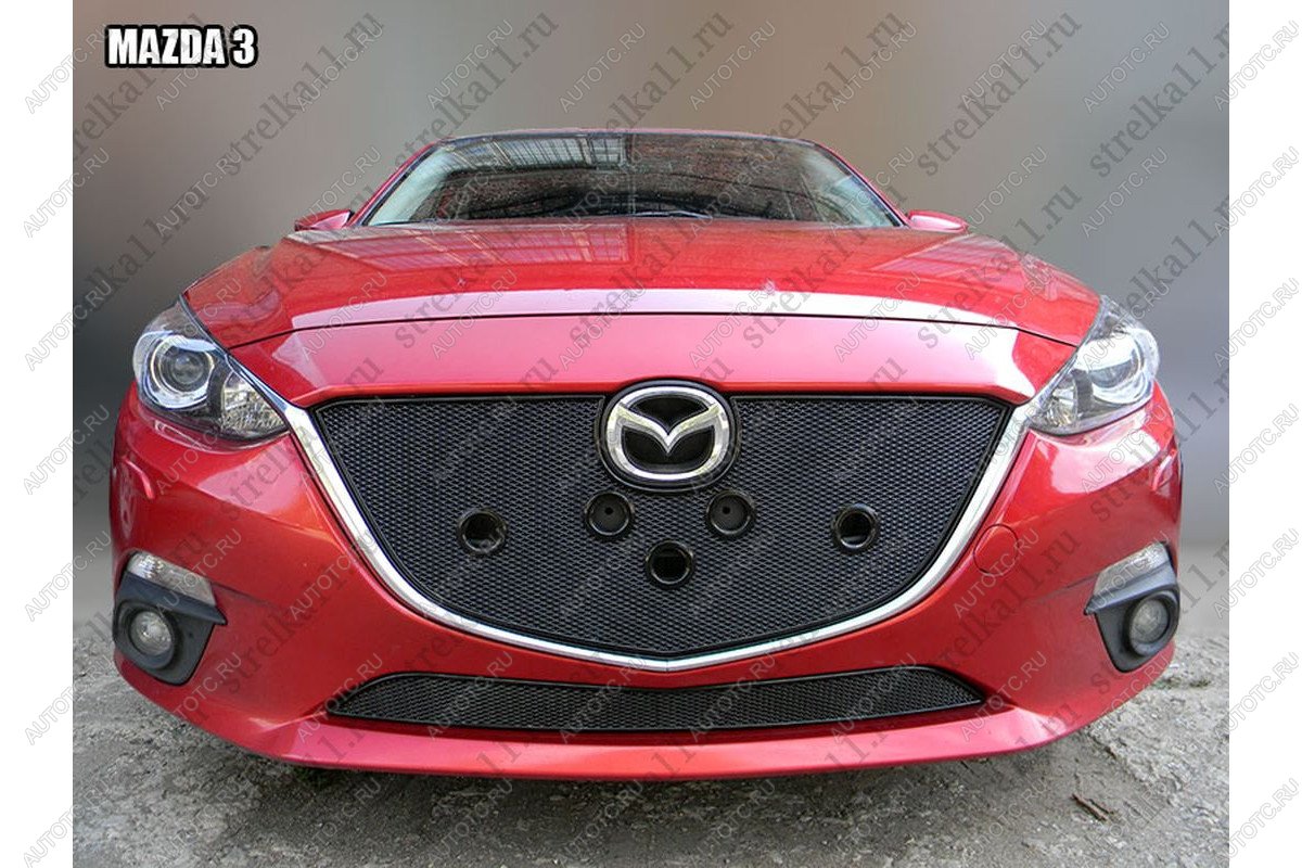 799 р. Зимняя заглушка решетки радиатора (низ) премиум Стрелка11 Mazda 3/Axela BM дорестайлинг, хэтчбэк (2013-2016) (черная)  с доставкой в г. Владивосток