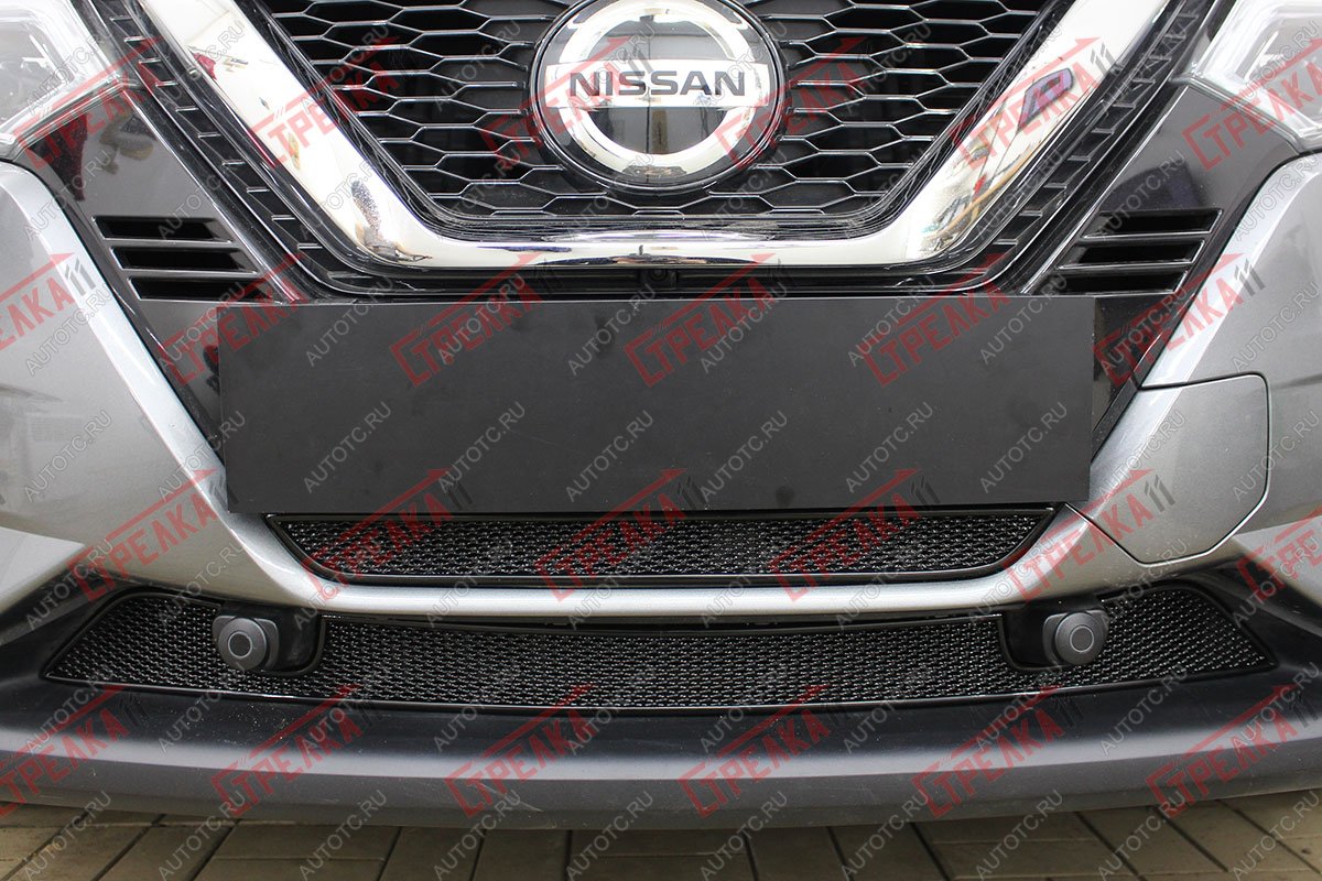 8 649 р. Защита радиатора (низ 2 части с парктроником) Стрелка11 PREMIUM Nissan Qashqai 2 J11 рестайлинг (2017-2022) (черная)  с доставкой в г. Владивосток