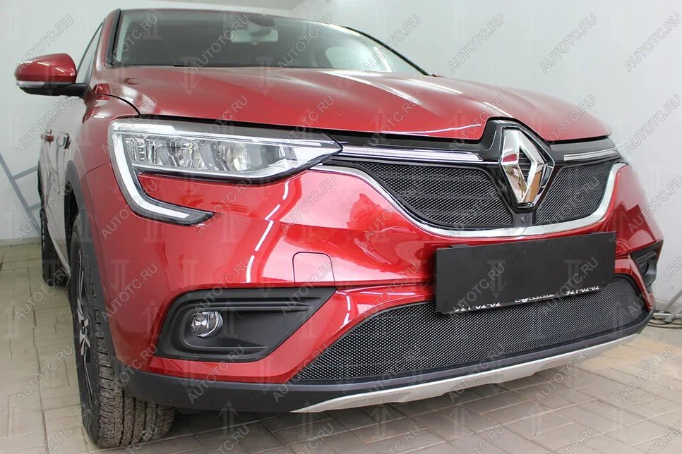 7 299 р.  Защита радиатора (верх, 2 части) Стрелка11 PREMIUM Renault Arkana (2019-2024) (черная)  с доставкой в г. Владивосток