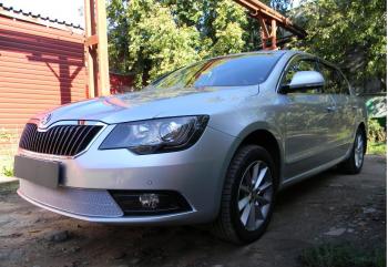 5 399 р. Защита радиатора Стрелка11 PREMIUM Skoda Superb (B6) 3T лифтбэк рестайлинг (2013-2015) (хром)  с доставкой в г. Владивосток. Увеличить фотографию 2