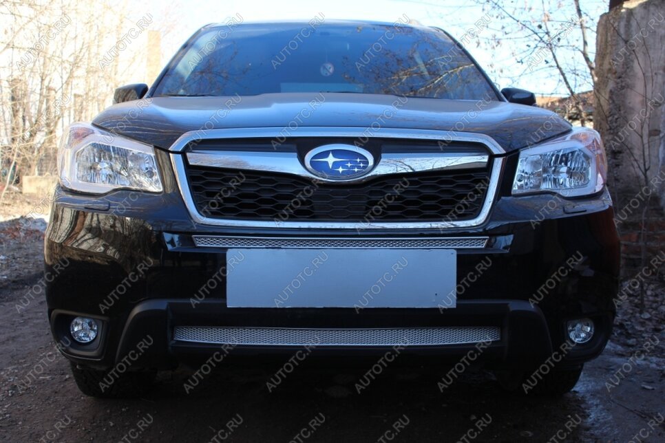 4 199 р. Защита радиатора (низ) Стрелка11 PREMIUM  Subaru Forester  SJ (2012-2016) дорестайлинг (хром)  с доставкой в г. Владивосток