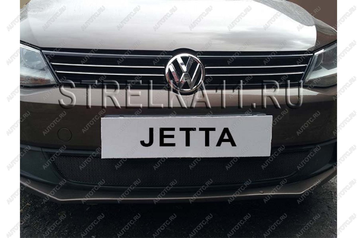 4 649 р. Защита радиатора Стрелка11 PREMIUM  Volkswagen Jetta  A6 (2011-2015) седан дорестайлинг (черная)  с доставкой в г. Владивосток