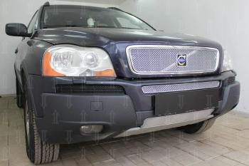 Защита радиатора (низ) Стрелка11 PREMIUM Volvo (Вольво) XC90 (ИксЦ90)  C (2002-2006) C дорестайлинг  (хром)