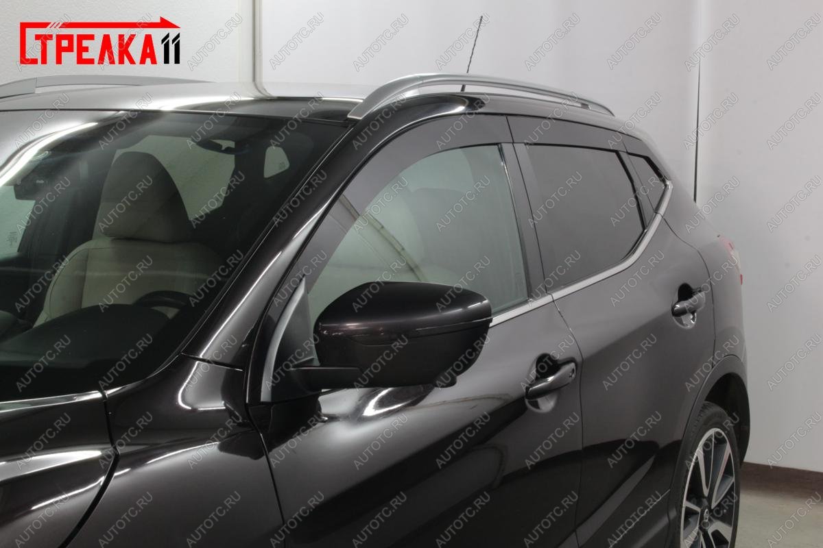 4 899 р. Дефлекторы окон 2D (прямой) Стрелка11  Nissan Qashqai  2 (2013-2019) J11 дорестайлинг (черные)  с доставкой в г. Владивосток