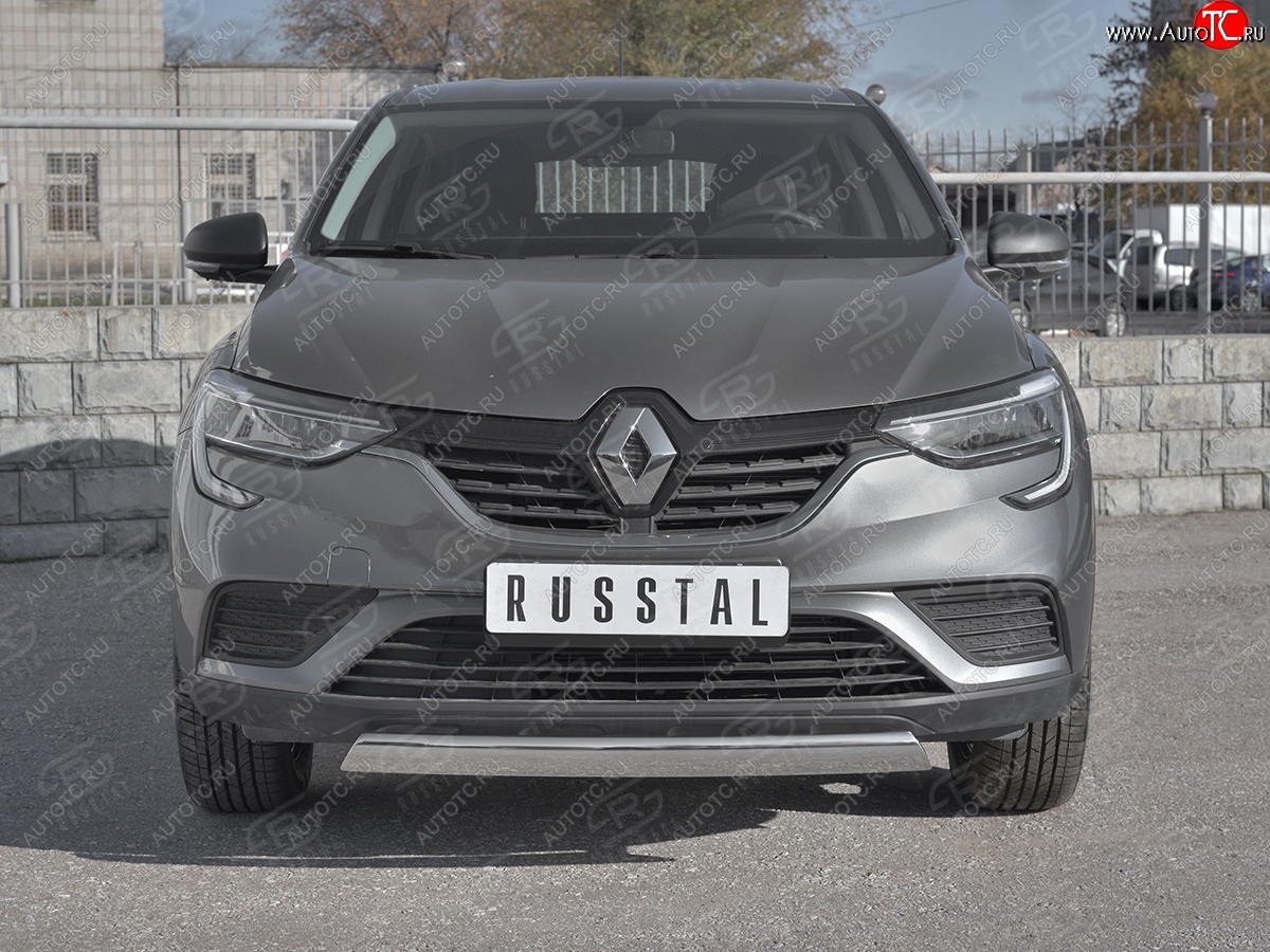 9 649 р. Защита переднего бампера (Ø75x42 мм, нержавейка) Russtal Renault Arkana (2019-2025)  с доставкой в г. Владивосток