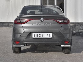 Защита заднего бампера (Ø63 мм уголки, нержавейка) SLITKOFF Renault Arkana (2019-2024)