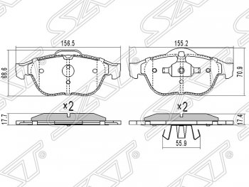 Колодки тормозные SAT (передние) Renault Clio (KR,  CR,  BR), Megane (седан,  универсал,  хэтчбэк 5 дв.), Scenic (2)
