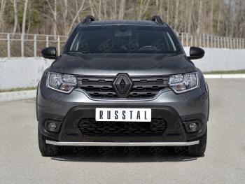 Защита переднего бампера (Ø42 мм, нержавейка) SLITKOFF Renault Duster HM (2020-2024)