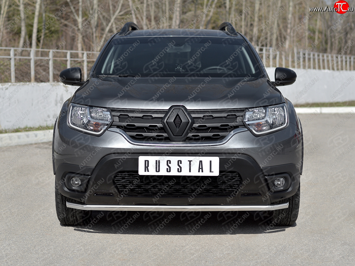 12 999 р. Защита переднего бампера (Ø42 мм, нержавейка) SLITKOFF Renault Duster HM (2020-2024)  с доставкой в г. Владивосток