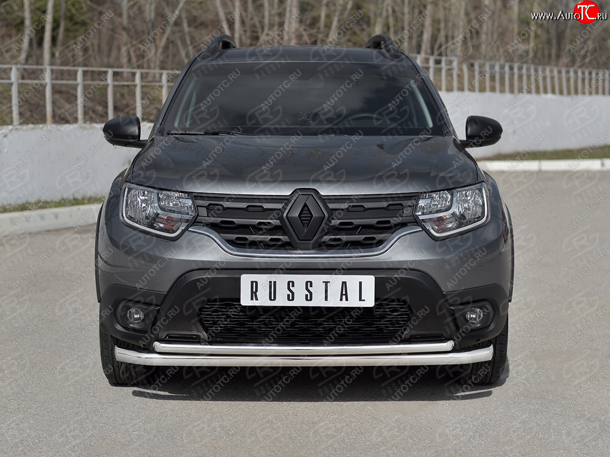 17 349 р. Защита переднего бампера (2 трубы Ø63 и 42 мм, нержавейка) SLITKOFF  Renault Duster  HM (2021-2024) рестайлинг  с доставкой в г. Владивосток