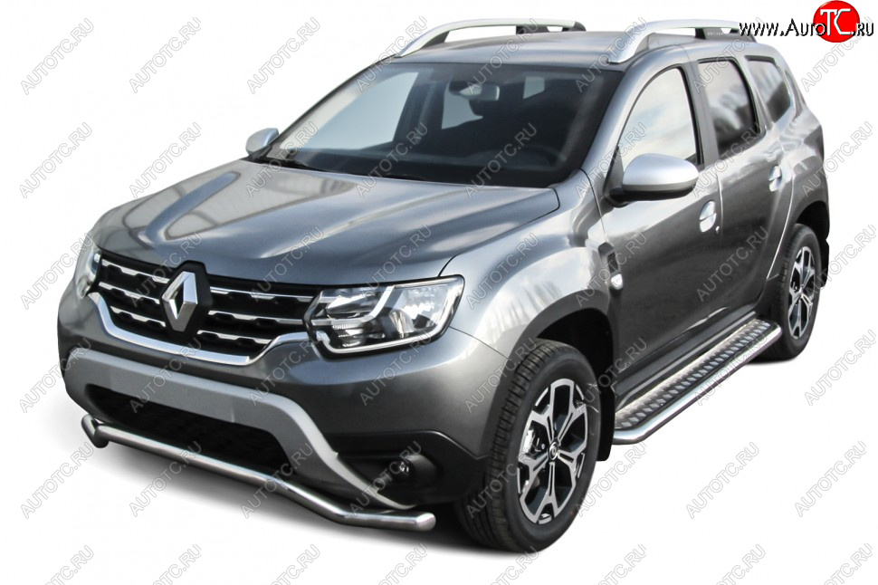 12 799 р. Защита переднего бампера Slitkoff (Ø57 мм, волна).  Renault Duster  HM (2020-2024) (Полированная нержавейка)  с доставкой в г. Владивосток