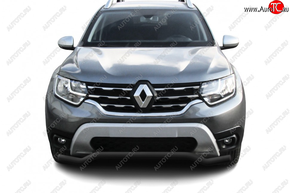 8 949 р. Защита переднего бампера Slitkoff (Ø57 мм).  Renault Duster  HM (2020-2024) (Сталь окрашенная, цвет черный)  с доставкой в г. Владивосток