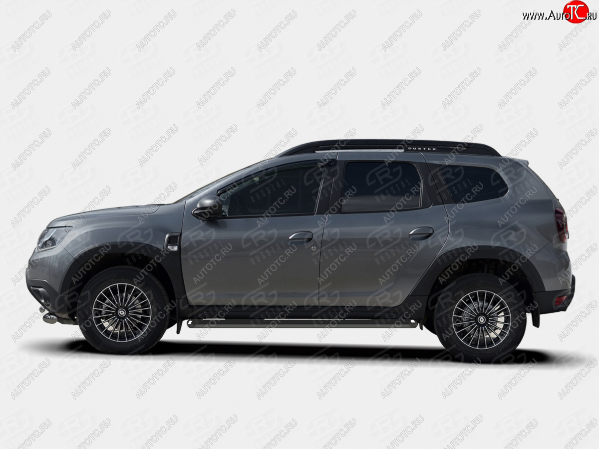 13 699 р. Защита порогов (Ø63 мм) SLITKOFF  Renault Duster  HM (2020-2024) (срез на торцах 45°, цвет черный)  с доставкой в г. Владивосток