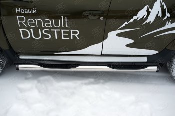 24 999 р. Пороги труба d76 с накладкой SLITKOFF (чёрные V2)  Renault Duster  HS (2015-2021) рестайлинг  с доставкой в г. Владивосток. Увеличить фотографию 2