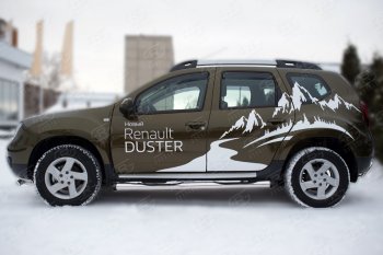 24 999 р. Пороги труба d76 с накладкой SLITKOFF (чёрные V2)  Renault Duster  HS (2015-2021) рестайлинг  с доставкой в г. Владивосток. Увеличить фотографию 3