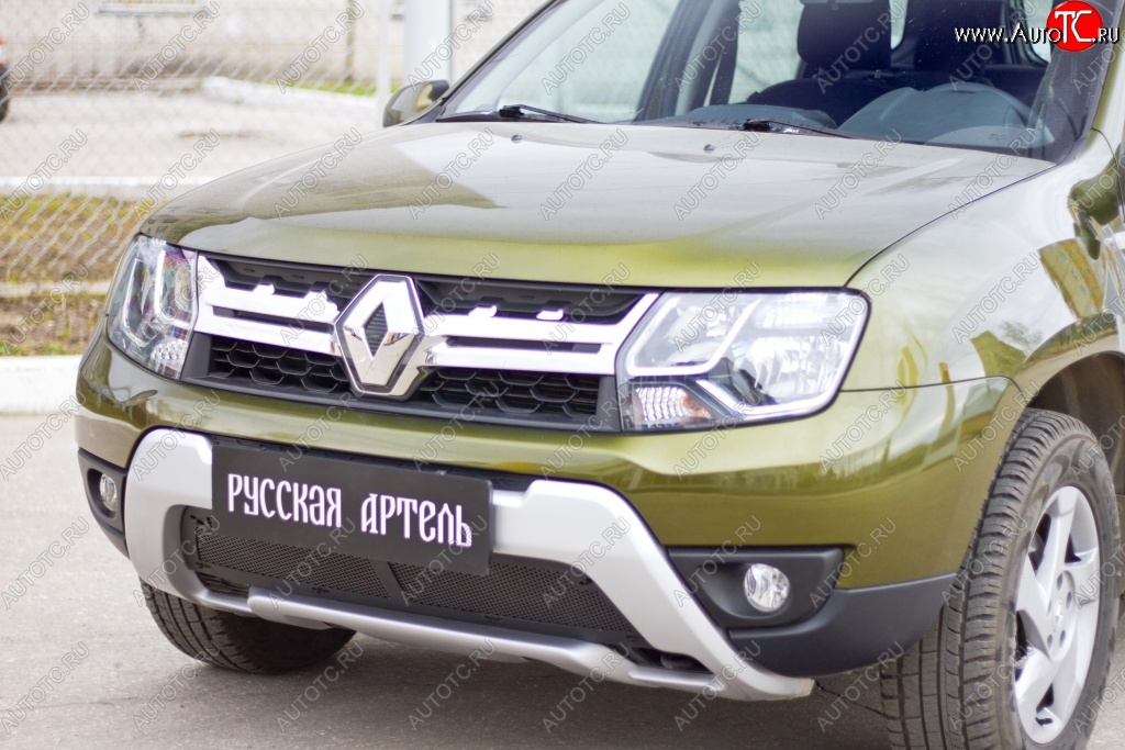 2 299 р. Защитная сетка решетки переднего бампера РА  Renault Duster  HS (2015-2021) рестайлинг  с доставкой в г. Владивосток