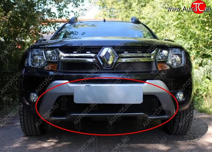 1 469 р. Нижняя защитная сетка на бампер Russtal (черная)  Renault Duster  HS (2015-2021) рестайлинг  с доставкой в г. Владивосток