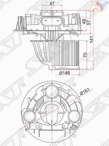 Мотор отопителя салона (W/O A/C) SAT Renault Duster  HS (2010-2021), Renault Logan  1 (2004-2016), Renault Sandero  (BS) (2009-2014), Renault Sandero Stepway  (BS) (2010-2014), Лада Ларгус (2012-2021)