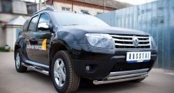 16 299 р. Защита переднего бампера (2 трубыØ63 и 42 мм, нержавейка) SLITKOFF  Renault Duster  HS (2010-2015) дорестайлинг  с доставкой в г. Владивосток. Увеличить фотографию 3