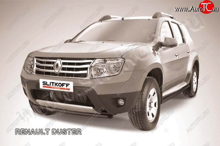 6 849 р. Защита переднего бампер Slitkoff  Renault Duster  HS (2010-2015) дорестайлинг (Цвет: серебристый)  с доставкой в г. Владивосток