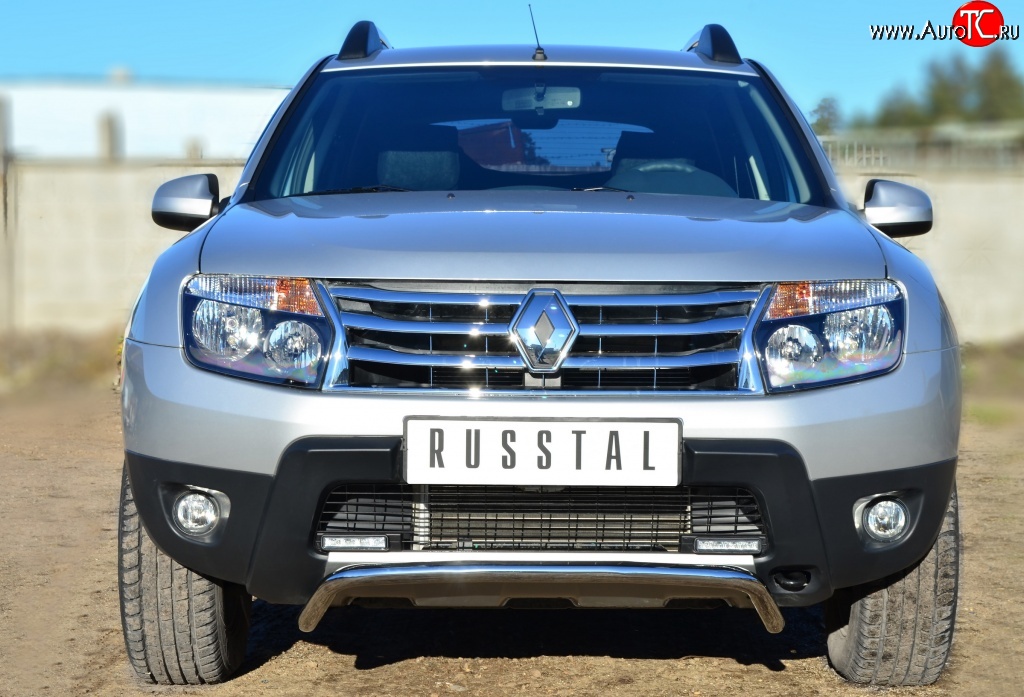 14 899 р. Защита переднего бампера (Ø42 мм, нержавейка, 4х4) SLITKOFF  Renault Duster  HS (2010-2015) дорестайлинг  с доставкой в г. Владивосток