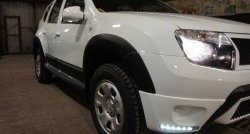 3 299 р. Накладки на боковые части переднего бампера с LED ДХО Drive Renault Duster HS дорестайлинг (2010-2015) (Неокрашенная)  с доставкой в г. Владивосток. Увеличить фотографию 2