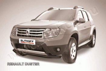 7 499 р. Защита переднего бампер Slitkoff  Renault Duster  HS (2010-2015) дорестайлинг (Цвет: серебристый)  с доставкой в г. Владивосток. Увеличить фотографию 1