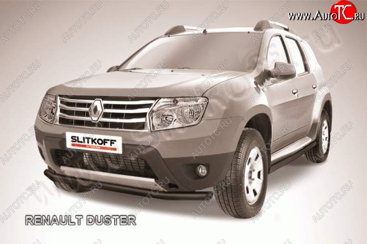 7 499 р. Защита переднего бампер Slitkoff  Renault Duster  HS (2010-2015) дорестайлинг (Цвет: серебристый)  с доставкой в г. Владивосток