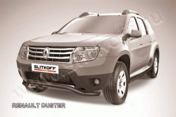 7 999 р. Защита переднего бампер Slitkoff  Renault Duster  HS (2010-2015) дорестайлинг (Цвет: серебристый)  с доставкой в г. Владивосток. Увеличить фотографию 1