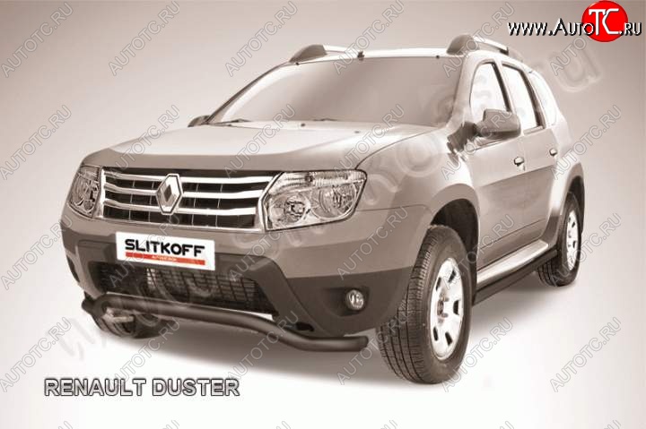 7 999 р. Защита переднего бампер Slitkoff  Renault Duster  HS (2010-2015) дорестайлинг (Цвет: серебристый)  с доставкой в г. Владивосток