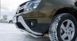 12 599 р. Защита переднего бампера (Ø42 мм волна, нержавейка) SLITKOFF Renault Duster HS рестайлинг (2015-2021)  с доставкой в г. Владивосток. Увеличить фотографию 3