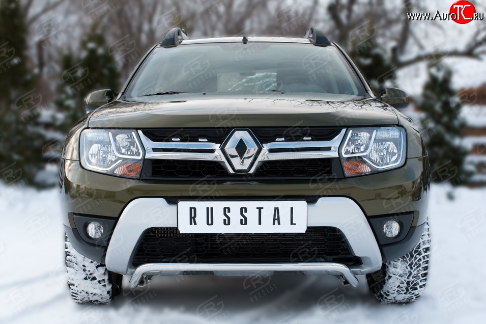 12 599 р. Защита переднего бампера (Ø42 мм волна, нержавейка) SLITKOFF Renault Duster HS рестайлинг (2015-2021)  с доставкой в г. Владивосток