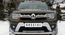 13 799 р. Защита переднего бампера (Ø75х42 мм, нержавейка) SLITKOFF  Renault Duster  HS (2015-2021) рестайлинг  с доставкой в г. Владивосток. Увеличить фотографию 1