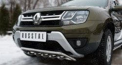 20 699 р. Защита переднего бампера (Ø42 мм с зубами, нержавейка) SLITKOFF Renault Duster HS рестайлинг (2015-2021)  с доставкой в г. Владивосток. Увеличить фотографию 2